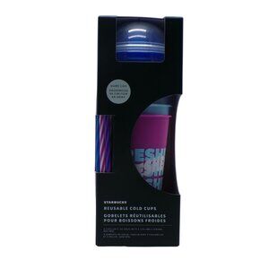 2024 Starbucks 24oz Reusable Cold Cups Set 5 w/Dome Lids Straws BPA Free
